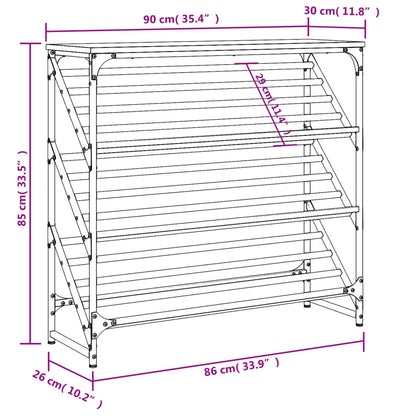 vidaXL Shoe Rack Brown Oak 90x30x85 cm Engineered Wood