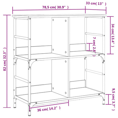 vidaXL Bookshelf Smoked Oak 78.5x33x82 cm Engineered Wood