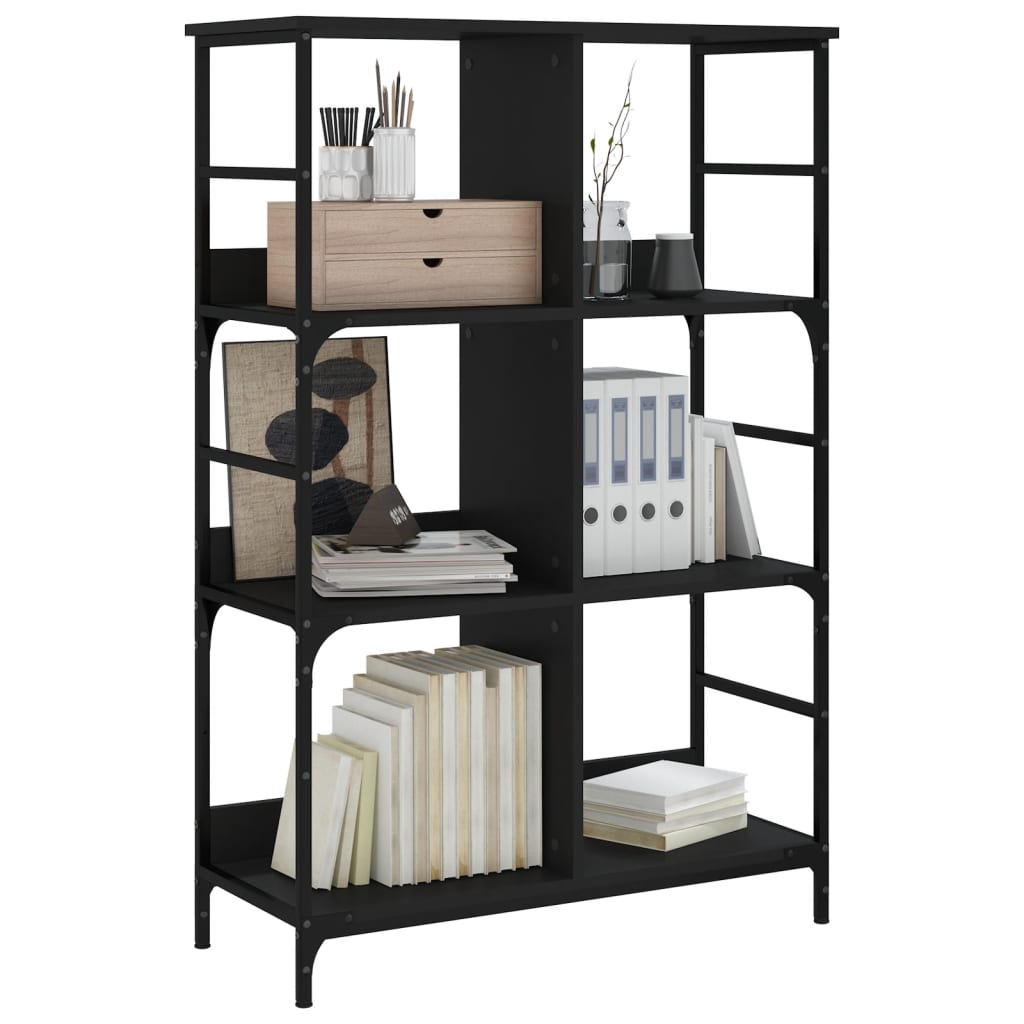 vidaXL Bookshelf Black 78.5x33x117.5 cm Engineered Wood