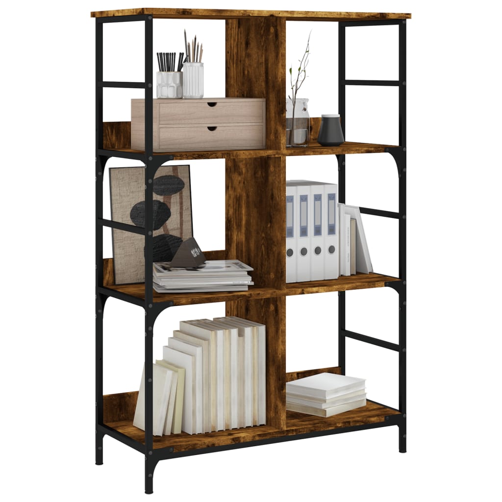 vidaXL Bookshelf Smoked Oak 78.5x33x117.5 cm Engineered Wood