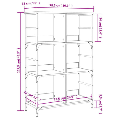 vidaXL Bookshelf Smoked Oak 78.5x33x117.5 cm Engineered Wood