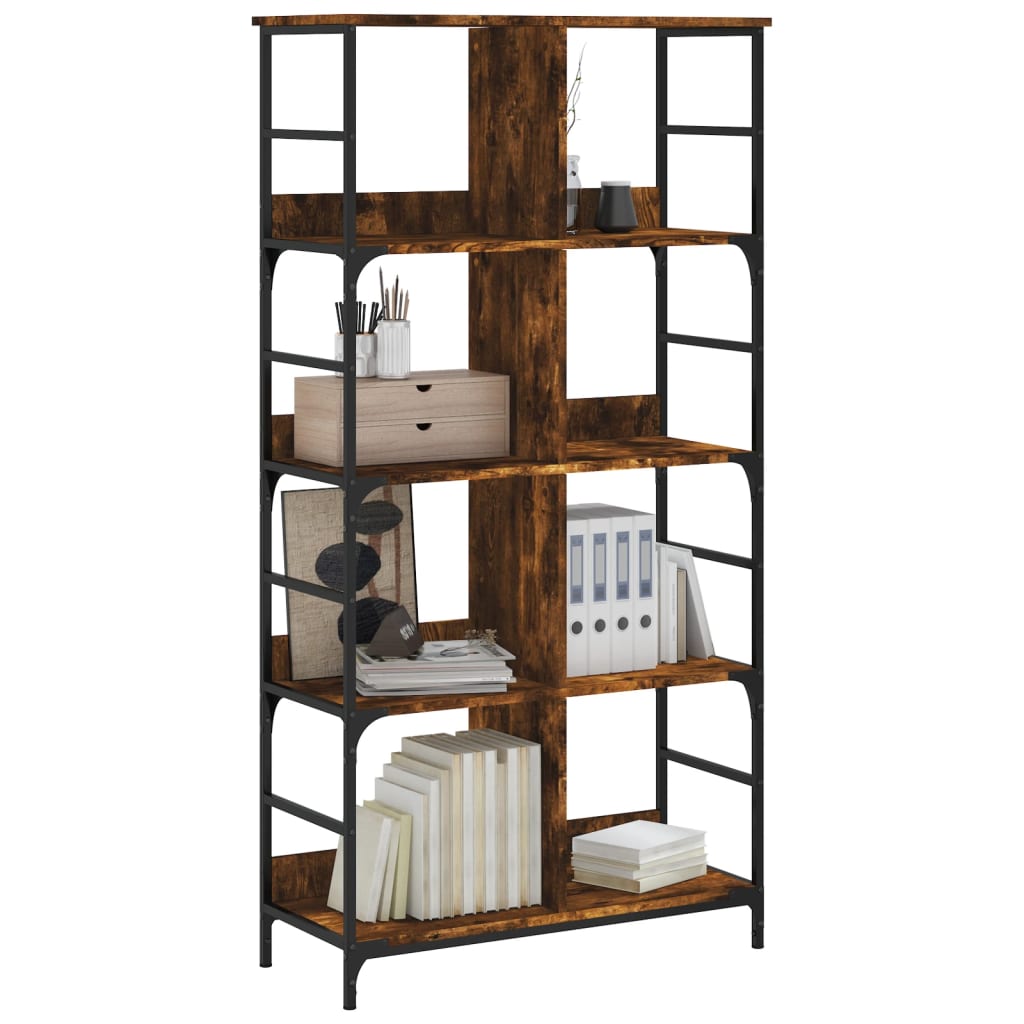 vidaXL Bookshelf Smoked Oak 78.5x33x153 cm Engineered Wood