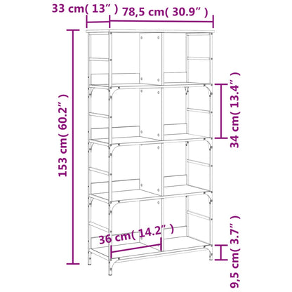 vidaXL Bookshelf Smoked Oak 78.5x33x153 cm Engineered Wood