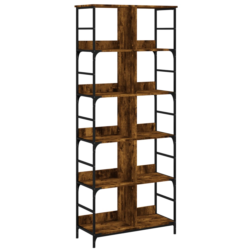 vidaXL Bookshelf Smoked Oak 78.5x33x188.5 cm Engineered Wood