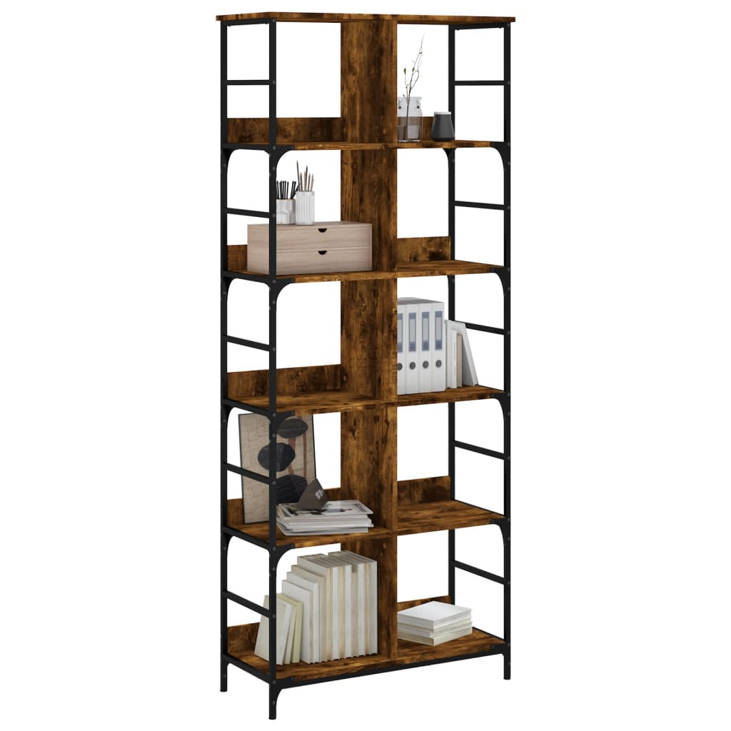 vidaXL Bookshelf Smoked Oak 78.5x33x188.5 cm Engineered Wood