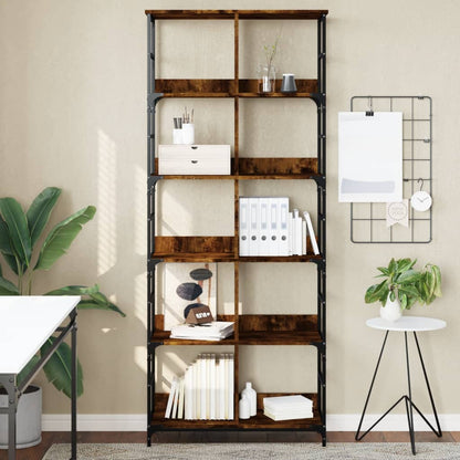 vidaXL Bookshelf Smoked Oak 78,5x33x188,5 cm Engineered Wood