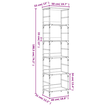 vidaXL Bookshelf Sonoma Oak 50x33x188,5 cm Engineered Wood