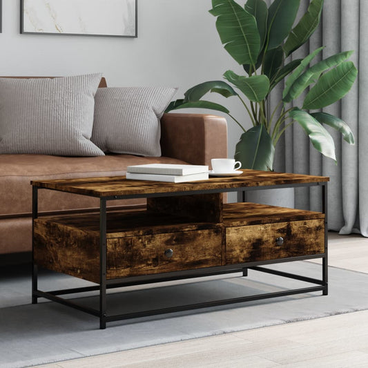 vidaXL Coffee Table Smoked Oak 100 x 51 x 45 cm
