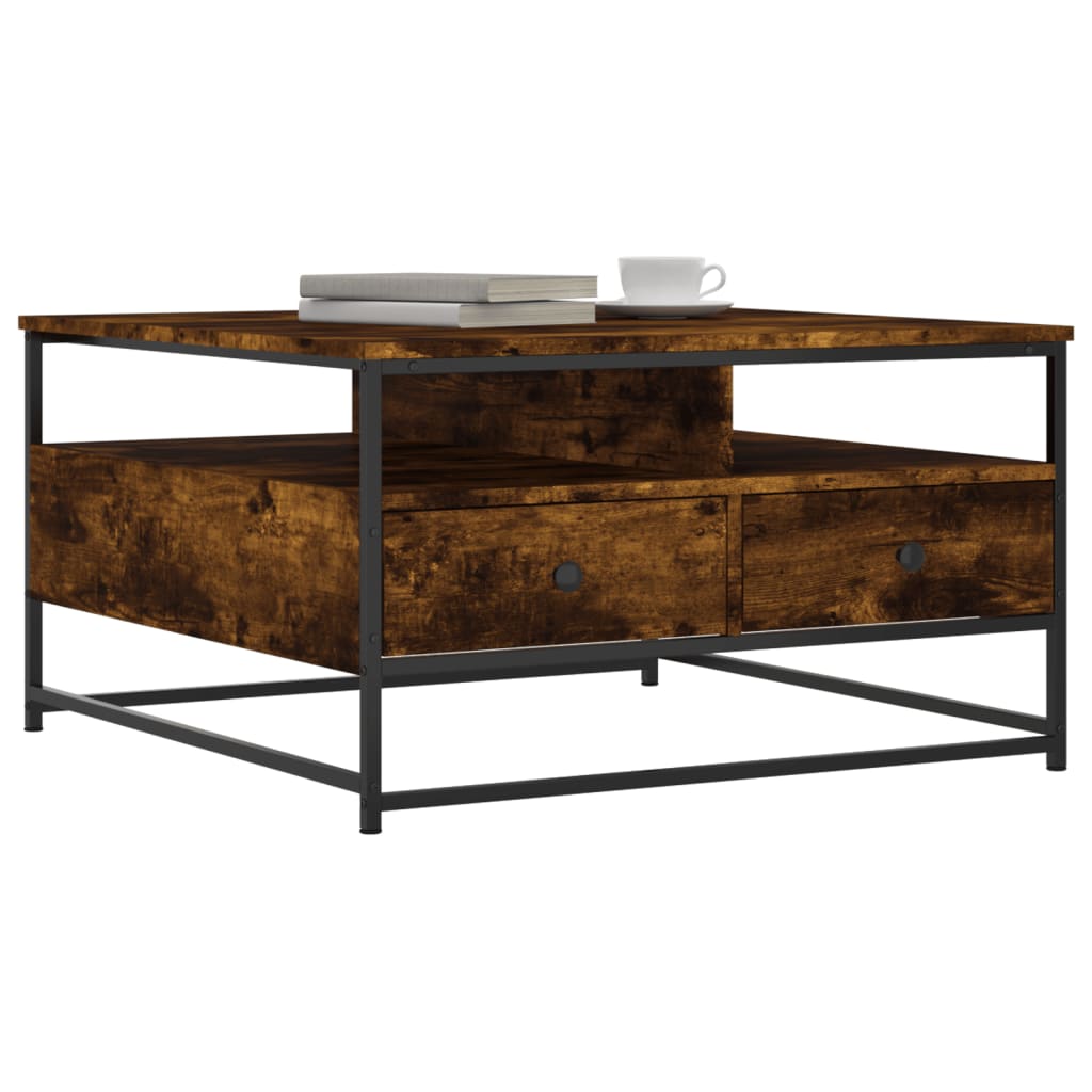 vidaXL Coffee Table Smoked Oak 80 x 80 x 45 cm
