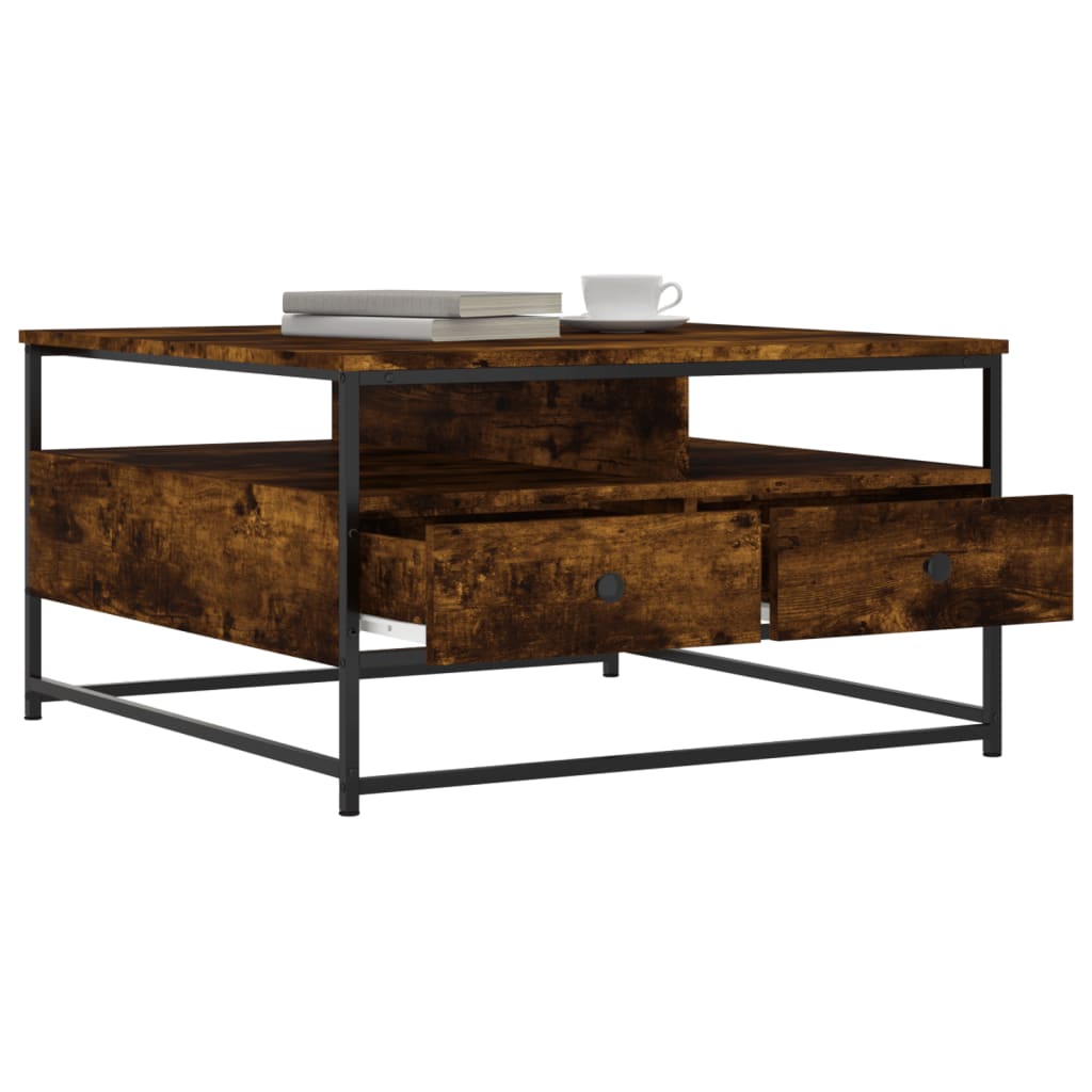 vidaXL Coffee Table Smoked Oak 80 x 80 x 45 cm