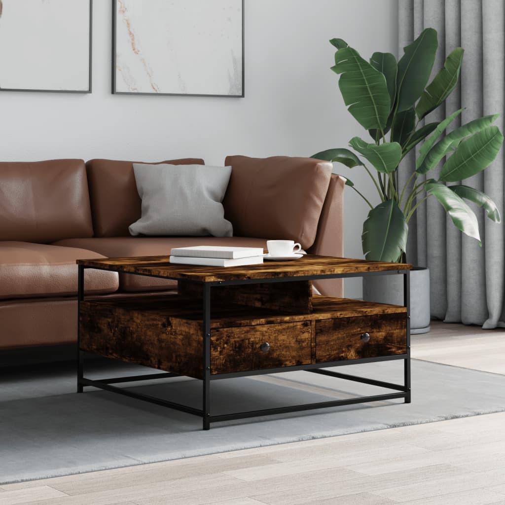 vidaXL Coffee Table Smoked Oak 80 x 80 x 45 cm