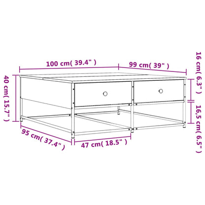 vidaXL Coffee Table Smoked Oak 100x99x40 cm Engineered Wood