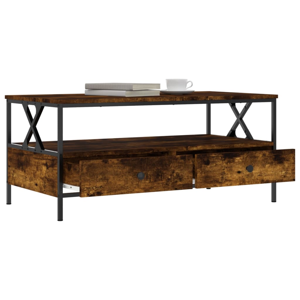 vidaXL Coffee Table Smoked Oak 100x51x45 cm Engineered Wood