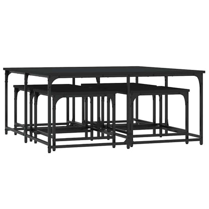 vidaXL Nesting Coffee Tables 5 pcs Black Engineered Wood