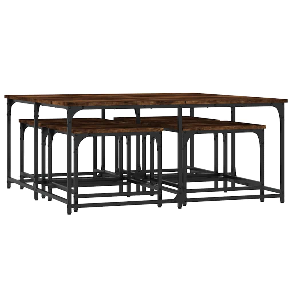 vidaXL Nesting Coffee Tables 5 pcs Smoked Oak Engineered Wood