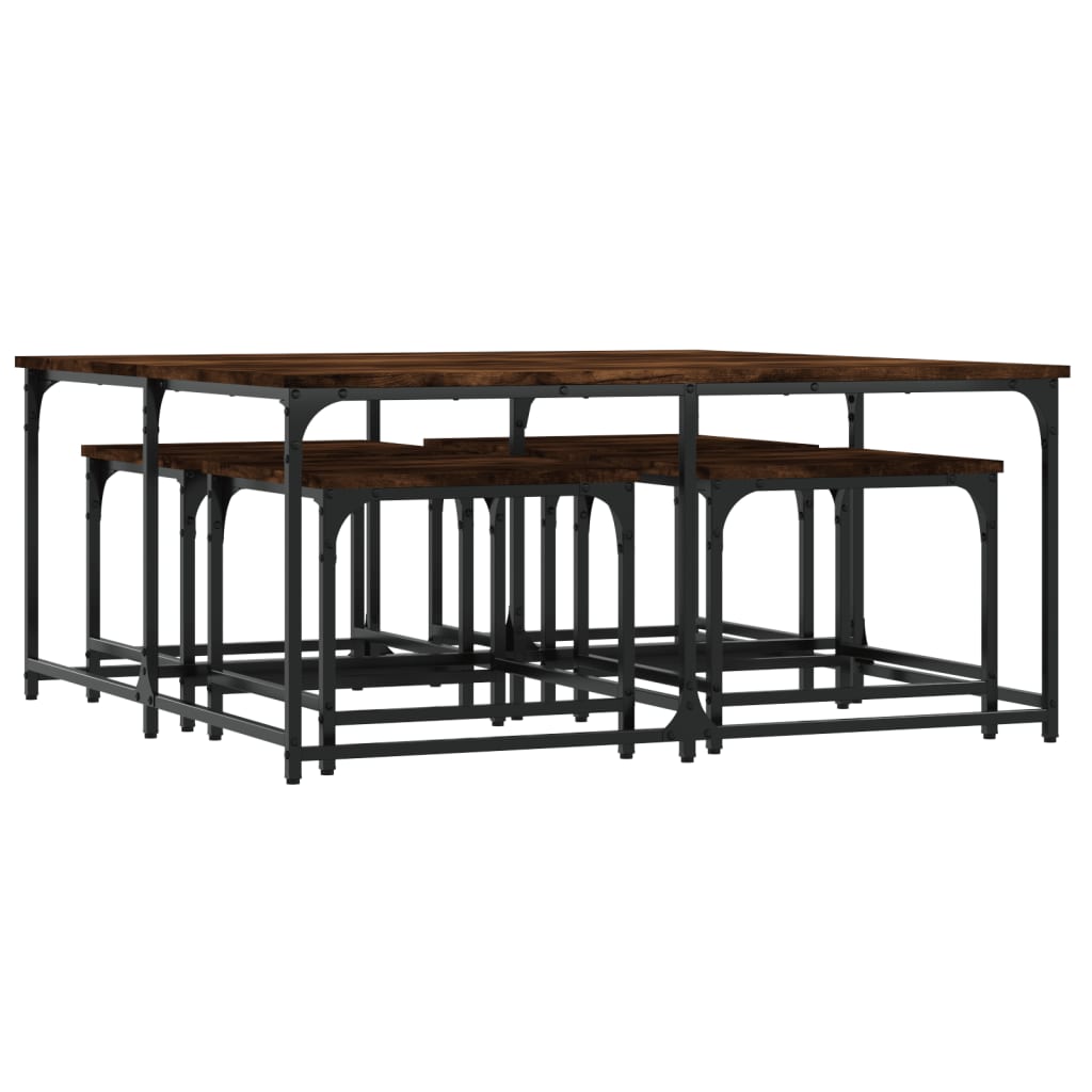 vidaXL Nesting Coffee Tables 5 pcs Smoked Oak Engineered Wood