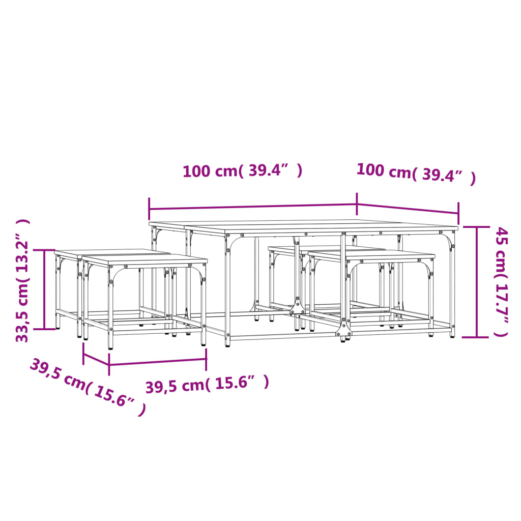 vidaXL Nesting Coffee Tables 5 pcs Smoked Oak Engineered Wood