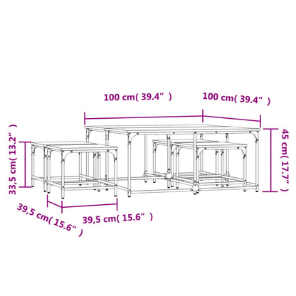 vidaXL Nesting Coffee Tables 5 pcs Smoked Oak Engineered Wood