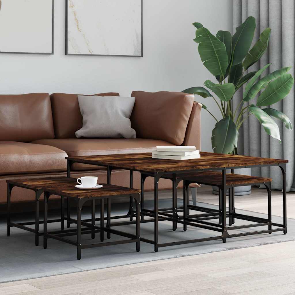 vidaXL Nesting Coffee Tables 5 pcs Smoked Oak Engineered Wood