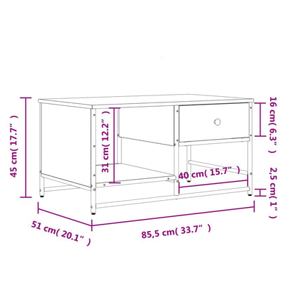 vidaXL Coffee Table Smoked Oak 85,5x51x45 cm Engineered Wood