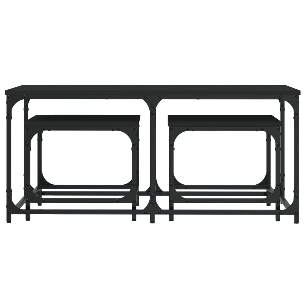 vidaXL Nesting Coffee Tables 3 pcs Black Engineered Wood