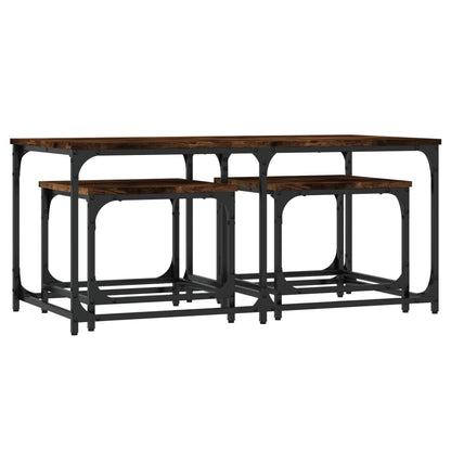 vidaXL Nesting Coffee Tables 3 pcs Smoked Oak Engineered Wood