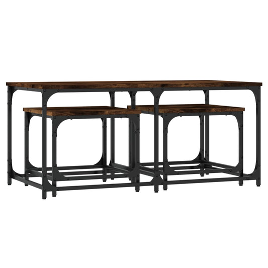 vidaXL Nesting Coffee Tables 3 pcs Smoked Oak Engineered Wood