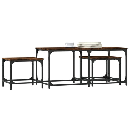 vidaXL Nesting Coffee Tables 3 pcs Smoked Oak Engineered Wood