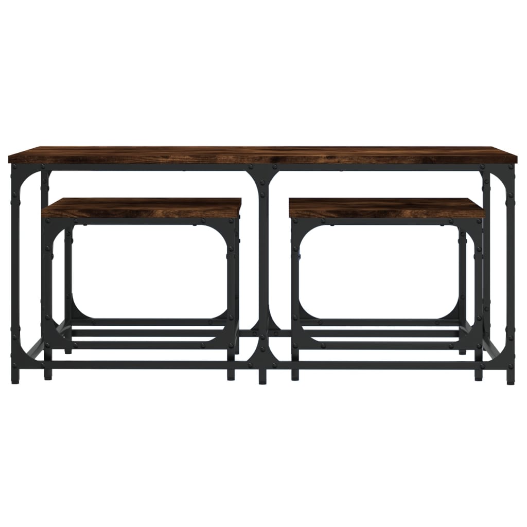 vidaXL Nesting Coffee Tables 3 pcs Smoked Oak Engineered Wood