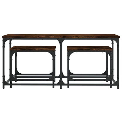 vidaXL Nesting Coffee Tables 3 pcs Smoked Oak Engineered Wood