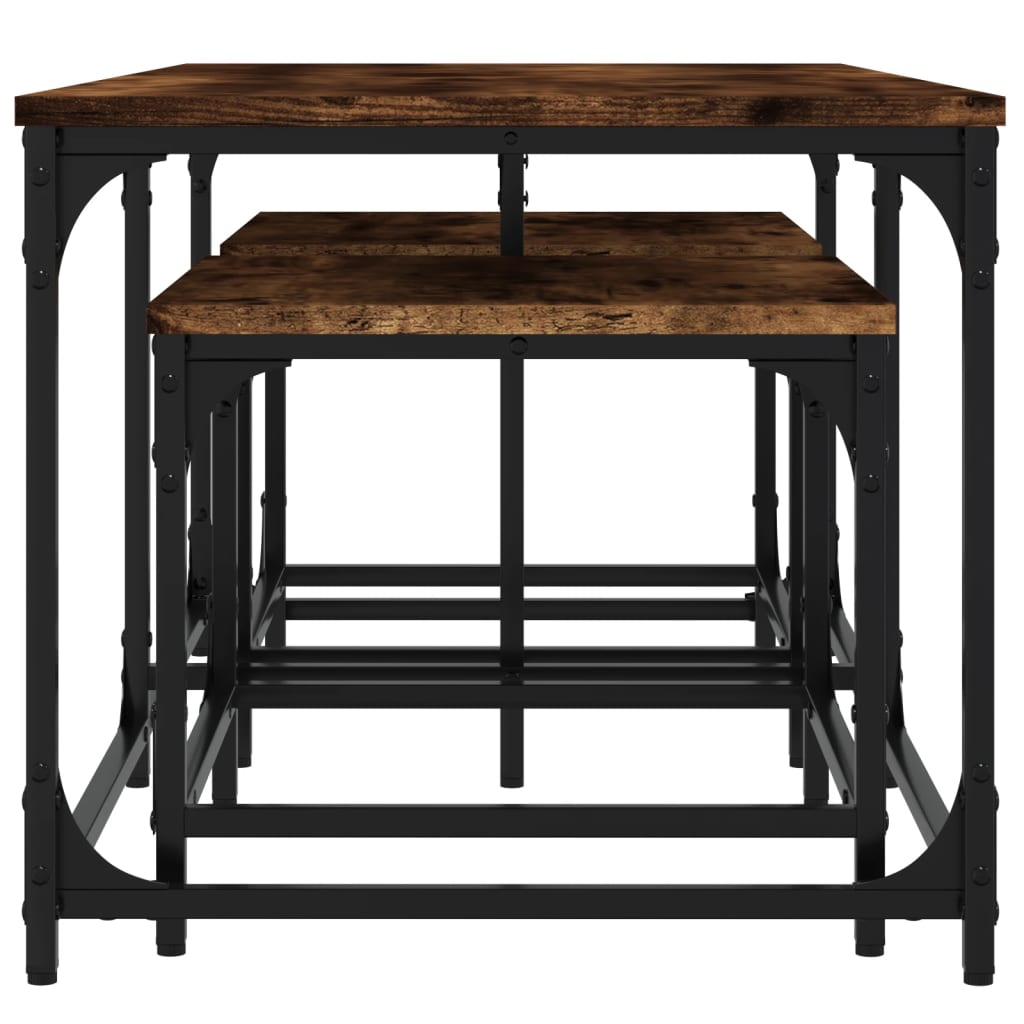 vidaXL Nesting Coffee Tables 3 pcs Smoked Oak Engineered Wood