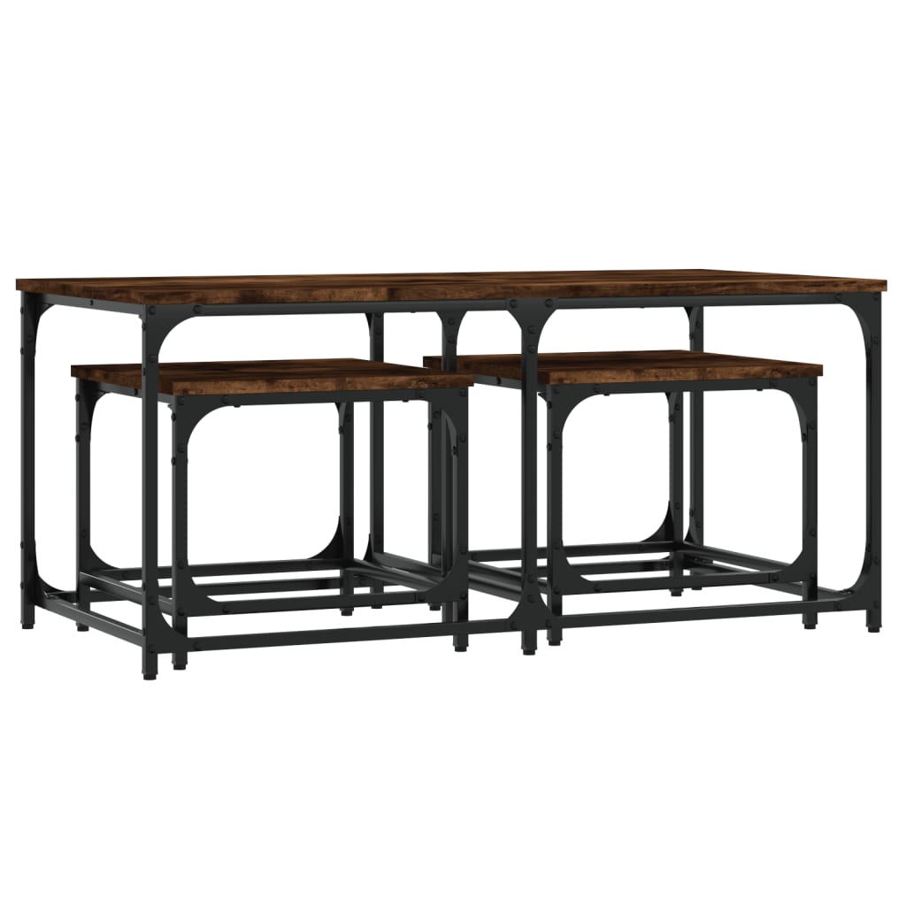 vidaXL Nesting Coffee Tables 3 pcs Smoked Oak Engineered Wood