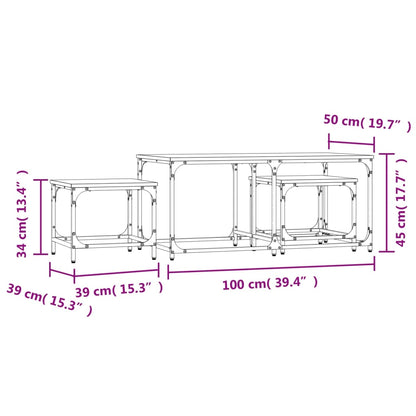 vidaXL Nesting Coffee Tables 3 pcs Smoked Oak Engineered Wood