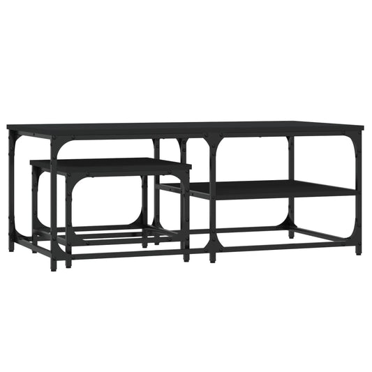 vidaXL Nesting Coffee Tables 2 pcs Black Engineered Wood