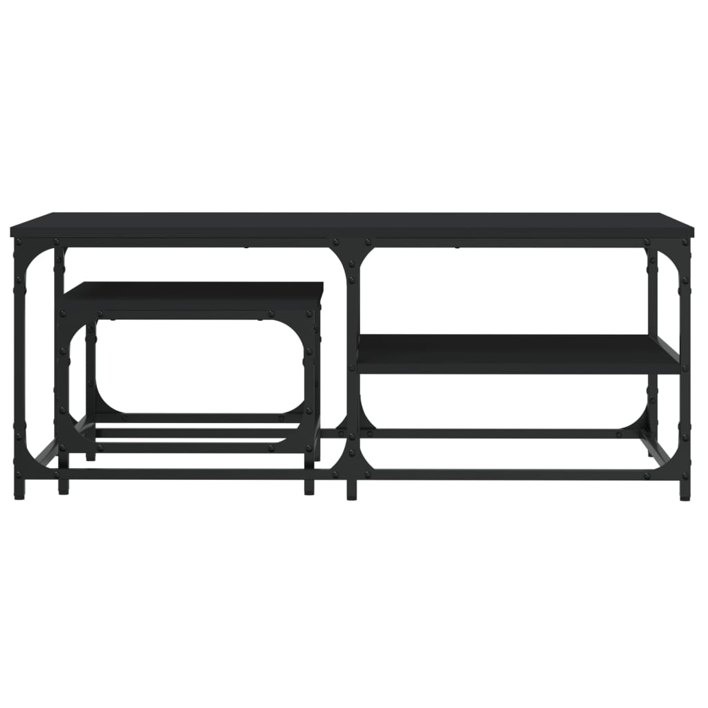 vidaXL Nesting Coffee Tables 2 pcs Black Engineered Wood