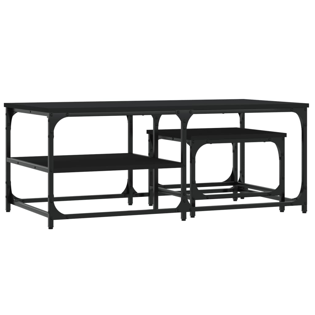 vidaXL Nesting Coffee Tables 2 pcs Black Engineered Wood
