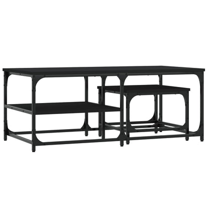 vidaXL Nesting Coffee Tables 2 pcs Black Engineered Wood