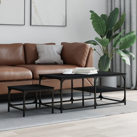 vidaXL Nesting Coffee Tables 2 pcs Black Engineered Wood