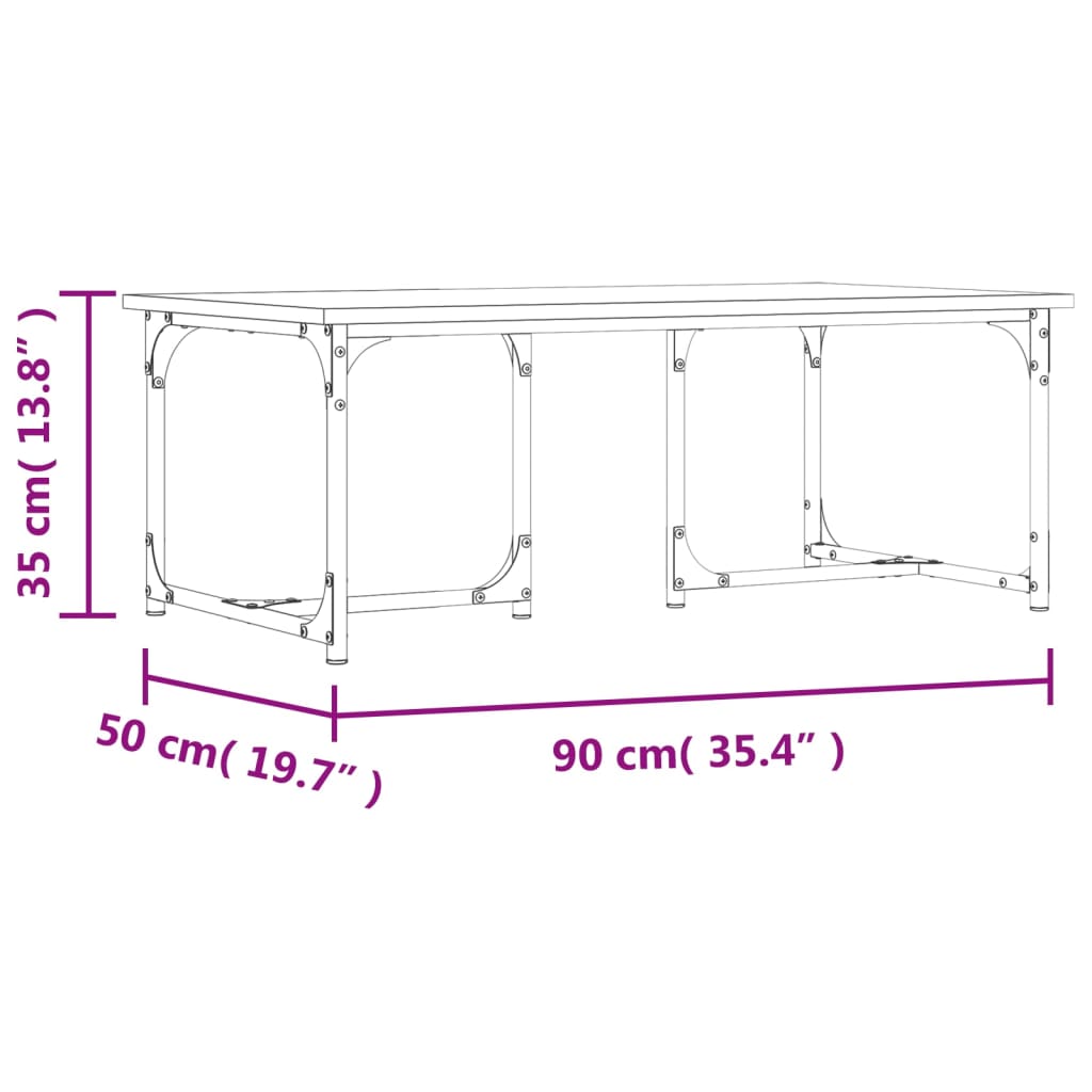 vidaXL Coffee Table Black 90x50x35 cm Engineered Wood