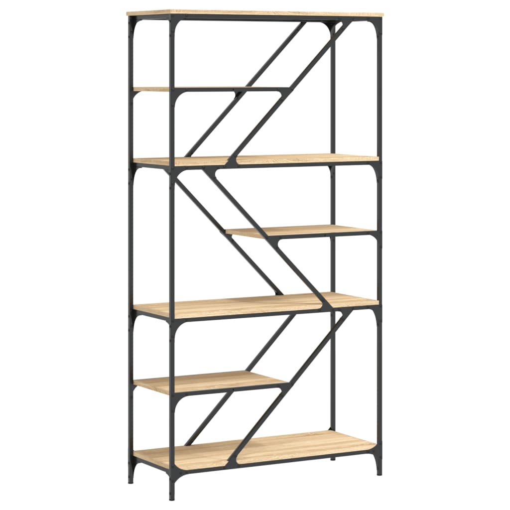 vidaXL Bookshelf Sonoma Oak 91x36x176 cm Engineered Wood and Steel