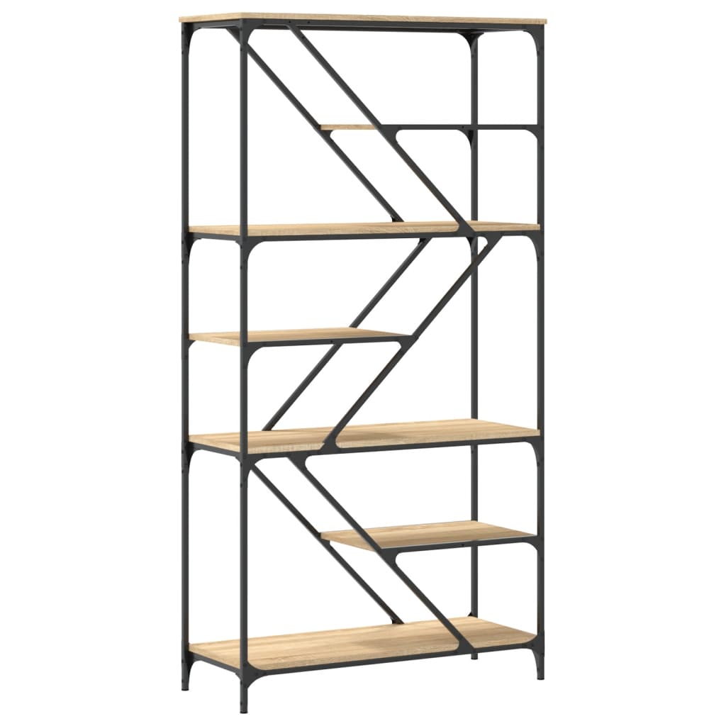 vidaXL Bookshelf Sonoma Oak 91x36x176 cm Engineered Wood and Steel