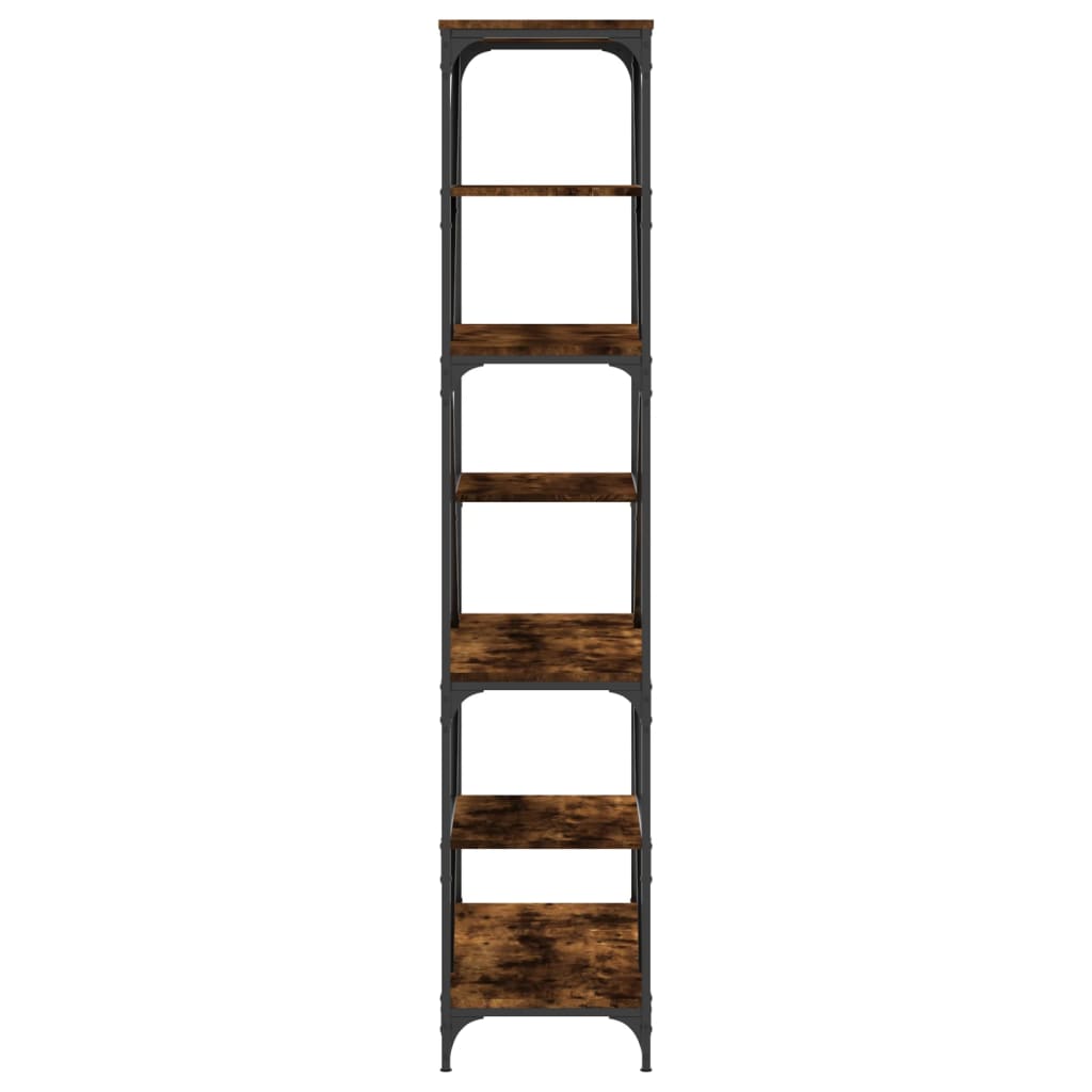 vidaXL Bookshelf Smoked Oak 91x36x176 cm Engineered Wood and Steel