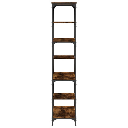 vidaXL Bookshelf Smoked Oak 91x36x176 cm Engineered Wood and Steel