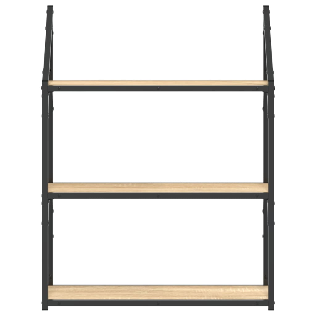 vidaXL 3-Tier Wall Shelf Sonoma Oak 60x21x78.5 cm Engineered Wood