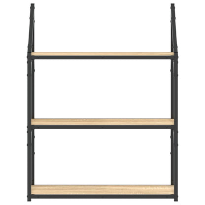 vidaXL 3-Tier Wall Shelf Sonoma Oak 60x21x78.5 cm Engineered Wood
