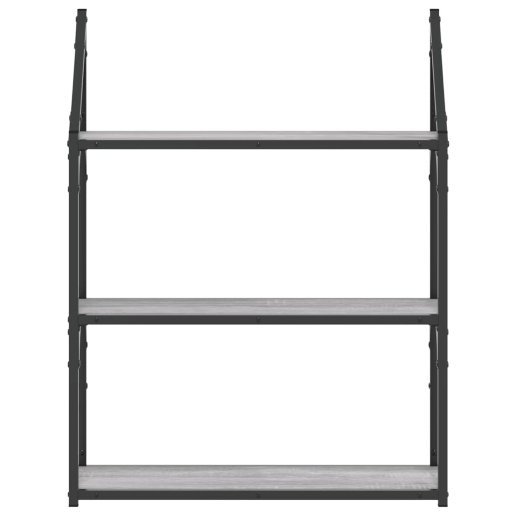 vidaXL 3-Tier Wall Shelf Grey Sonoma 60x21x78.5 cm Engineered Wood