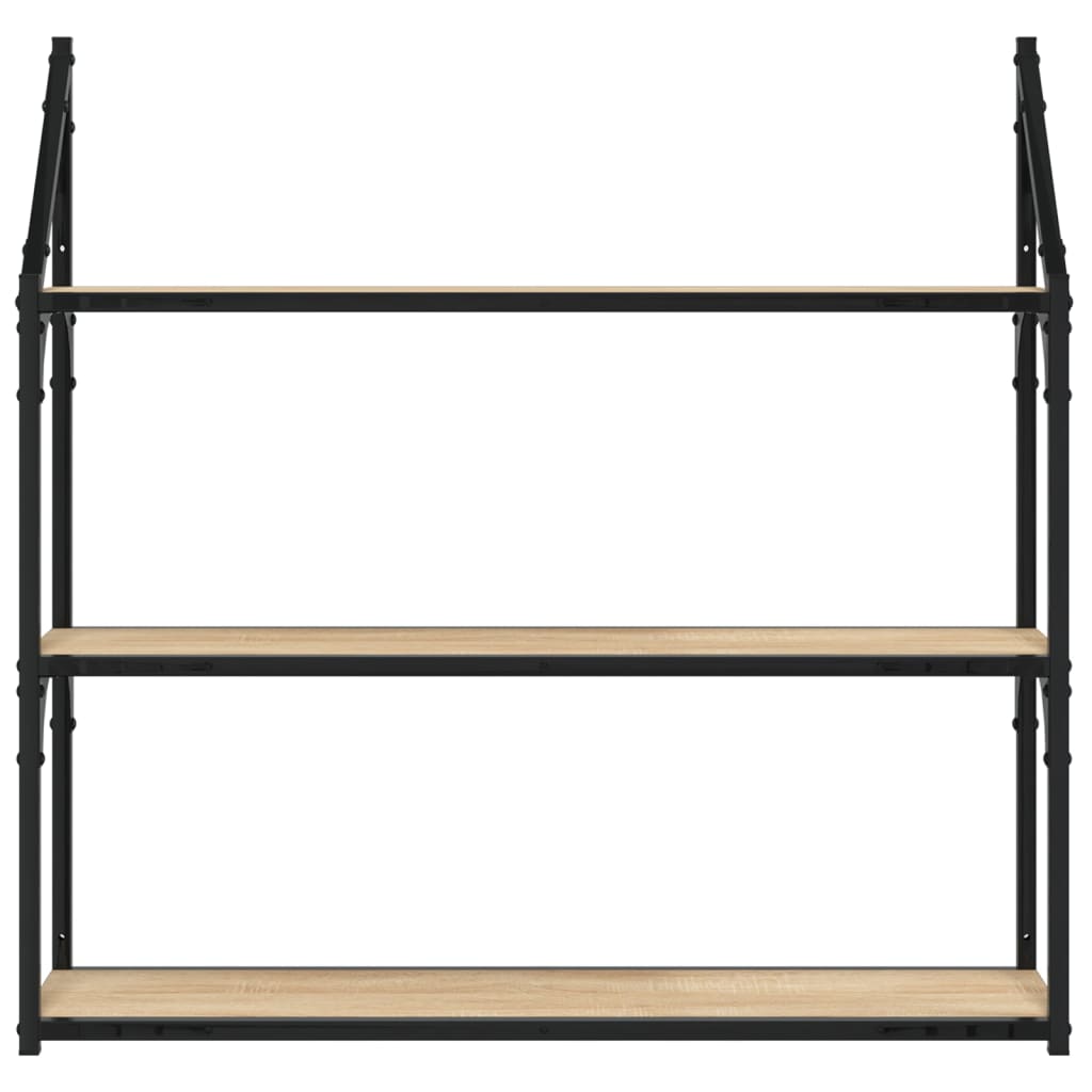 vidaXL 3-Tier Wall Shelf Sonoma Oak 80x21x78.5 cm Engineered Wood