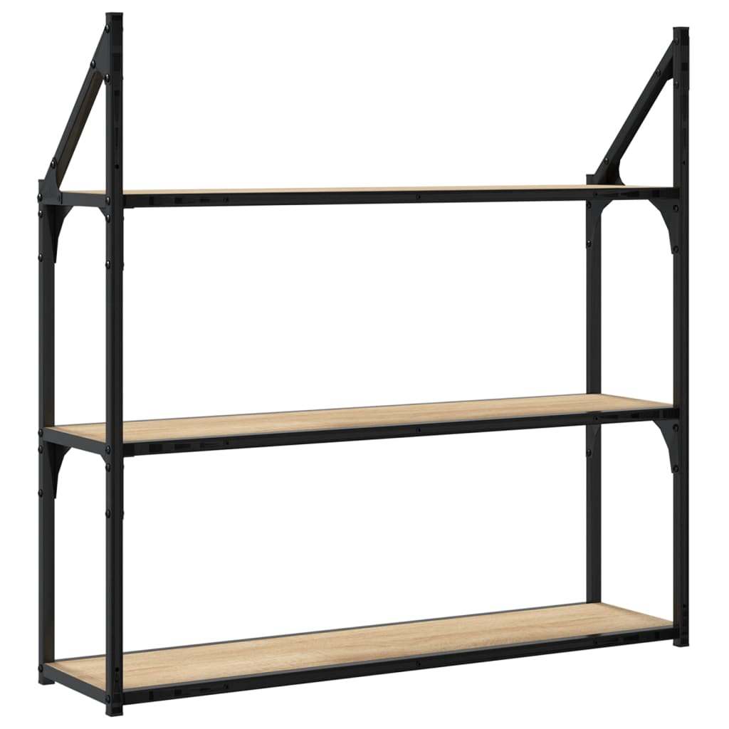 vidaXL 3-Tier Wall Shelf Sonoma Oak 80x21x78.5 cm Engineered Wood