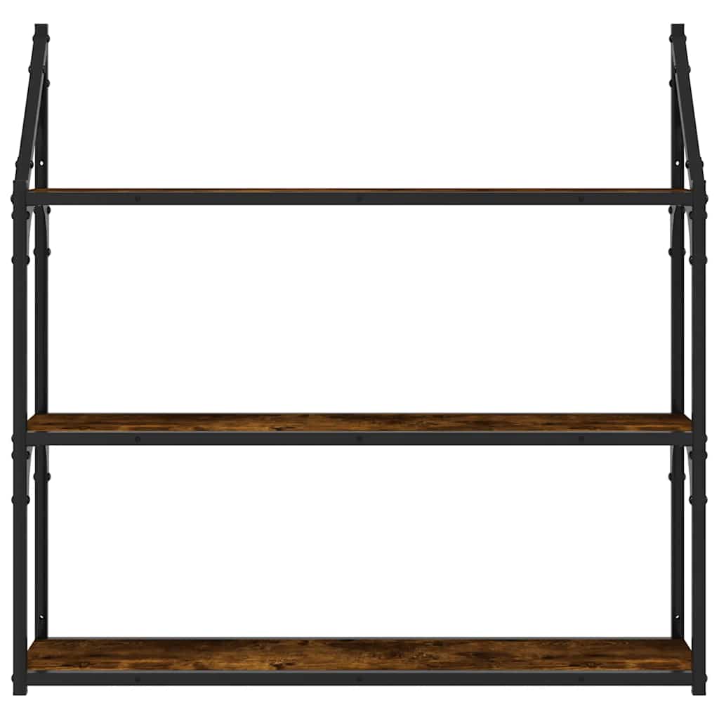 vidaXL 3-Tier Wall Shelf Smoked Oak 80x21x78.5 cm Engineered Wood