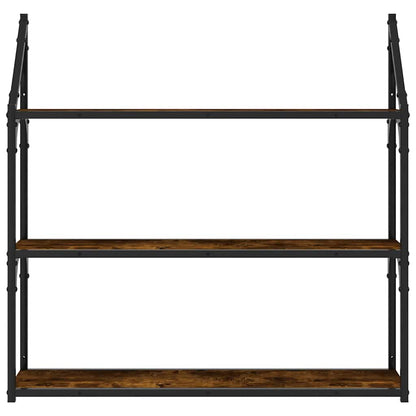 vidaXL 3-Tier Wall Shelf Smoked Oak 80x21x78.5 cm Engineered Wood